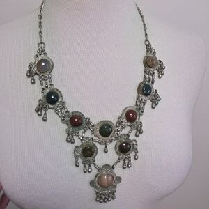 Vintage Agate Statement Bib Necklace